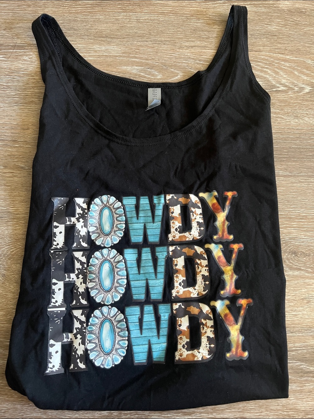 Black 'Howdy' Graphic Tank Top